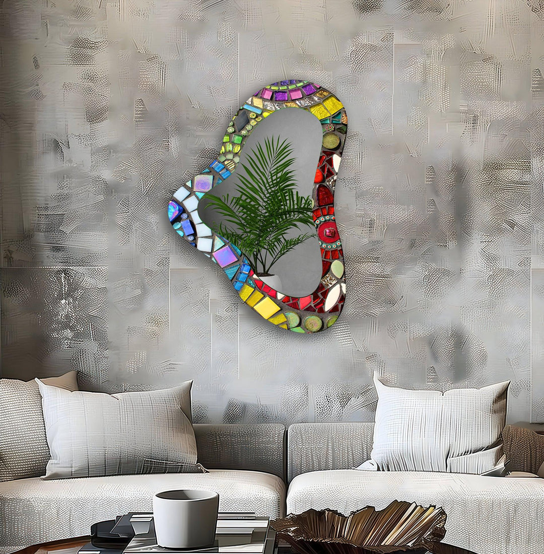 Mirror wall art inspired by abstract forms, perfect for adding a touch of artistic charm
