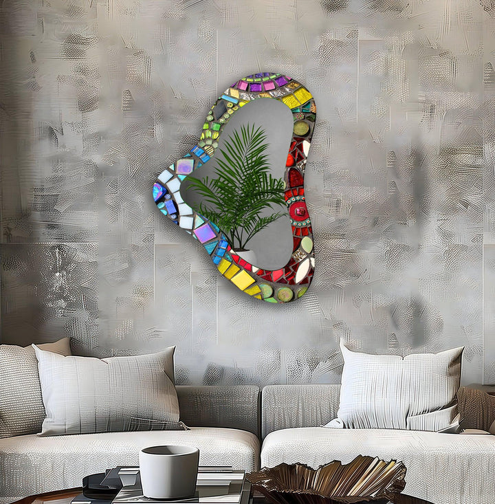 Mirror wall art inspired by abstract forms, perfect for adding a touch of artistic charm
