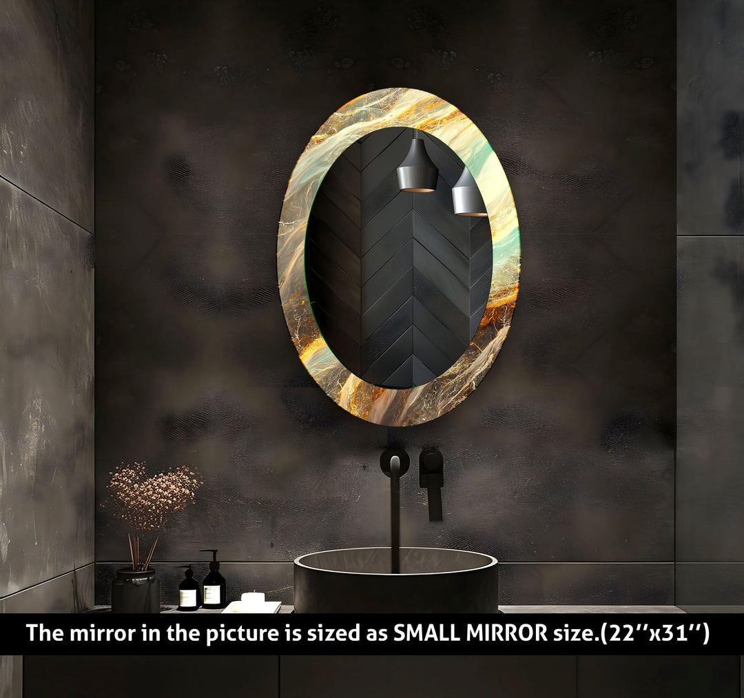 Gold Accent Entryway Oval Wall Mirror