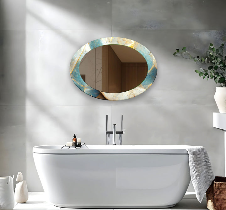 Mirror wall decor combining bold shapes and reflective surfaces to create a striking focal point
