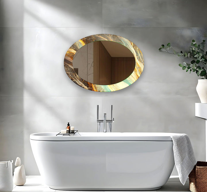 Gold Accent Entryway Oval Wall Mirror
