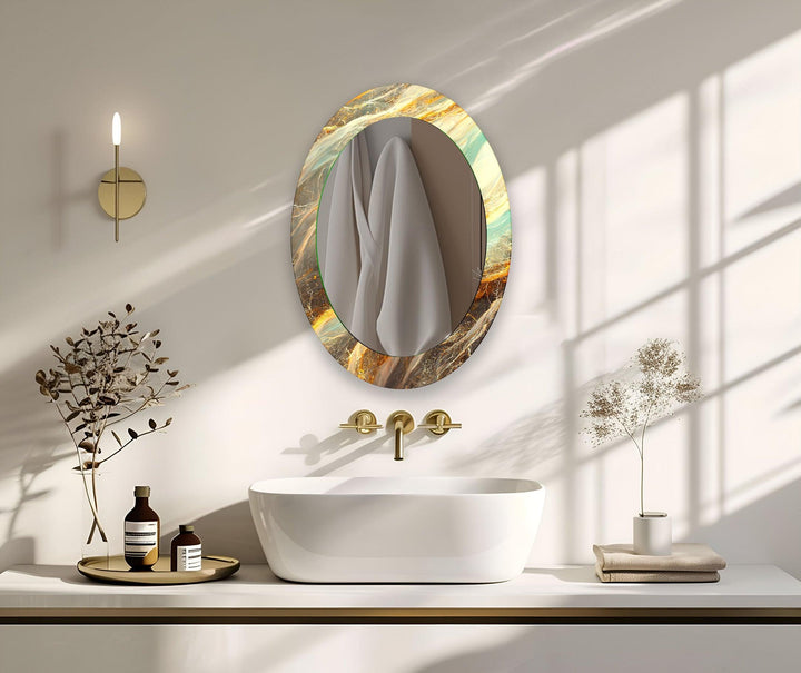Gold Accent Entryway Oval Wall Mirror