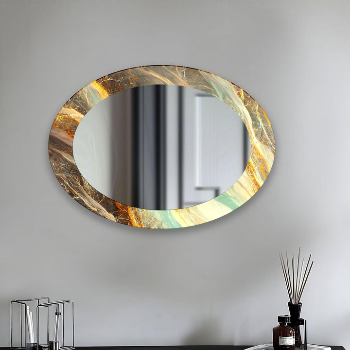 Gold Accent Entryway Oval Wall Mirror