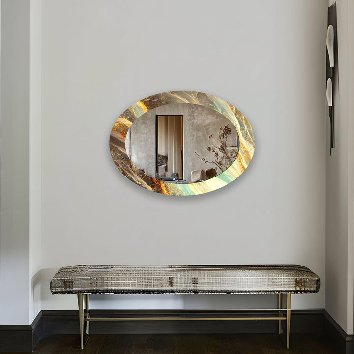 Gold Accent Entryway Oval Wall Mirror