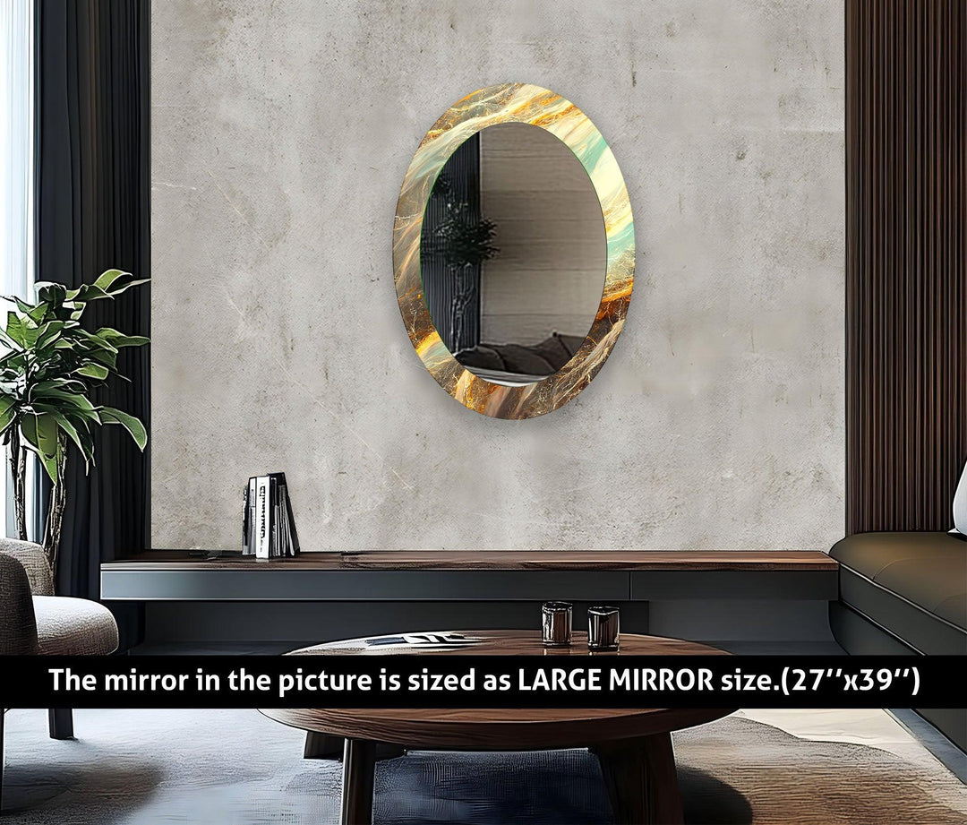 Gold Accent Entryway Oval Wall Mirror