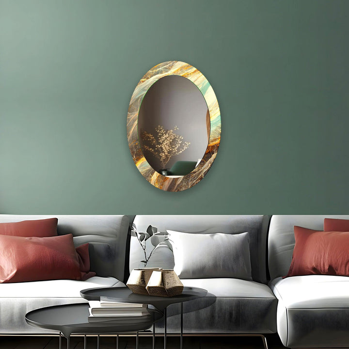 Gold Accent Entryway Oval Wall Mirror
