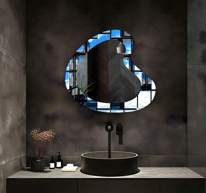 Moderner asymmetrischer Wandspiegel aus Glas