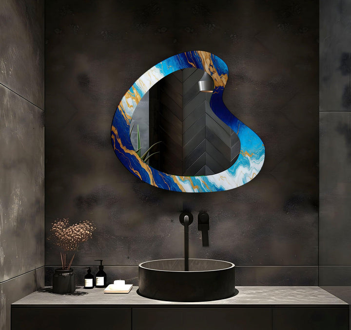 Decorative wall mirror blending artistic patterns with modern functionality for a unique look
