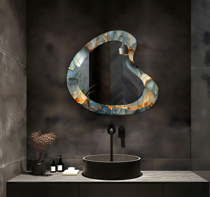 Mirror wall decor combining bold shapes and reflective surfaces to create a striking focal point
