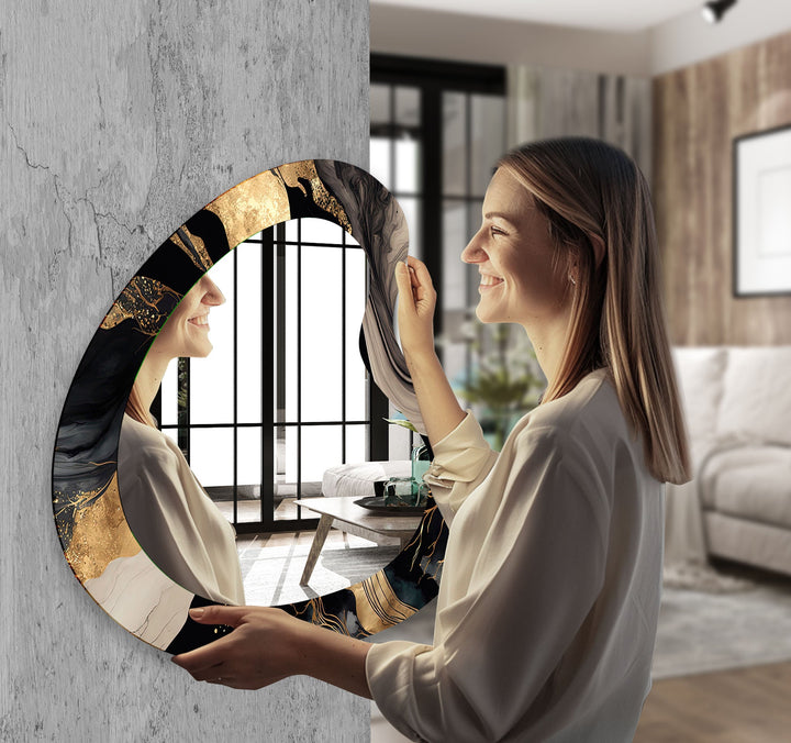 Mirror wall art inspired by geometric designs, adding sophistication to any decor style
