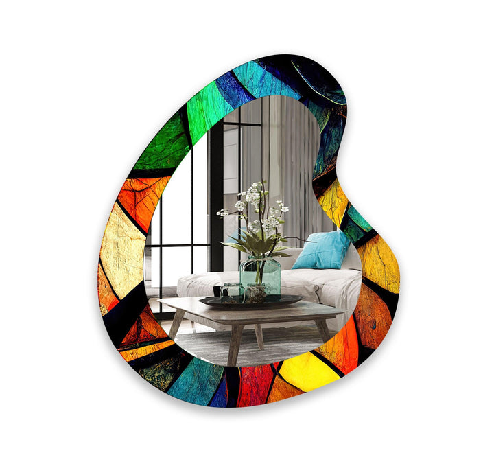 Farbenfroher moderner asymmetrischer Wandspiegel