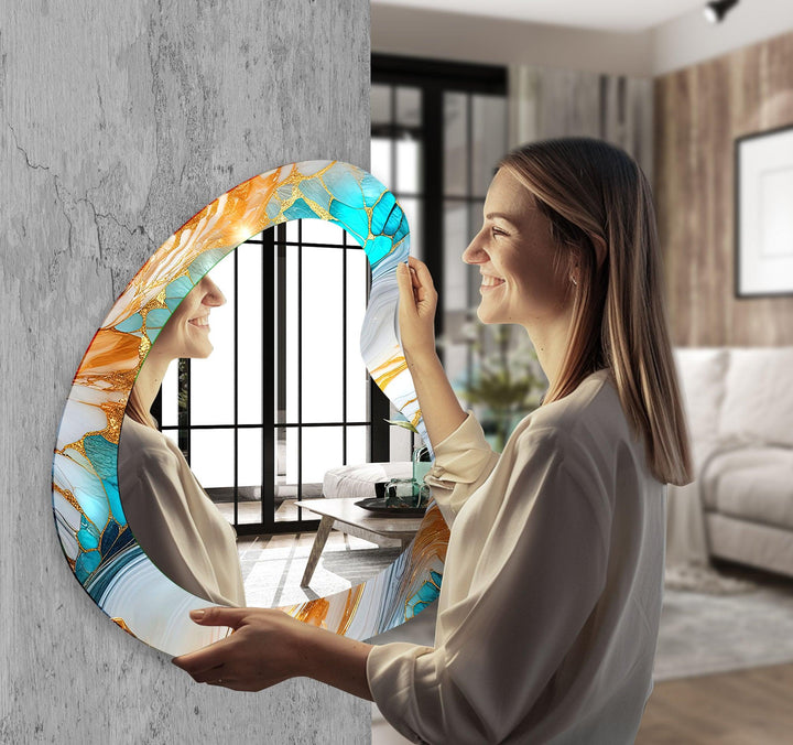 Mirrored wall art inspired by geometric elegance, perfect for adding depth and dimension
