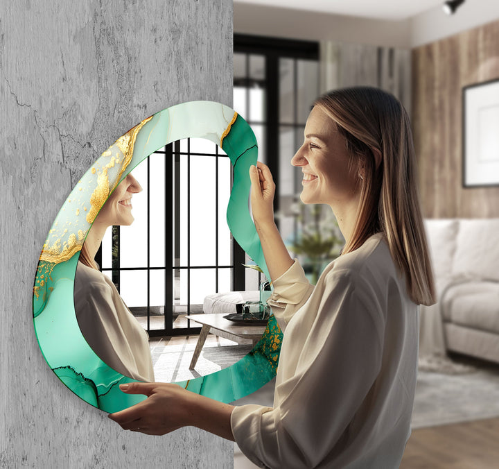 Mirrored wall art crafted with bold patterns for a modern and sophisticated touch
