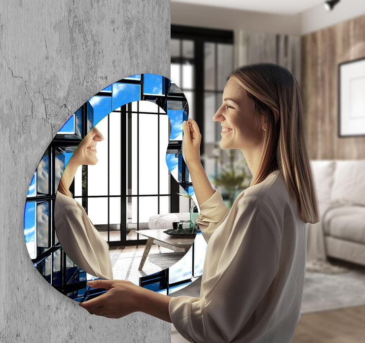 Moderner asymmetrischer Wandspiegel aus Glas