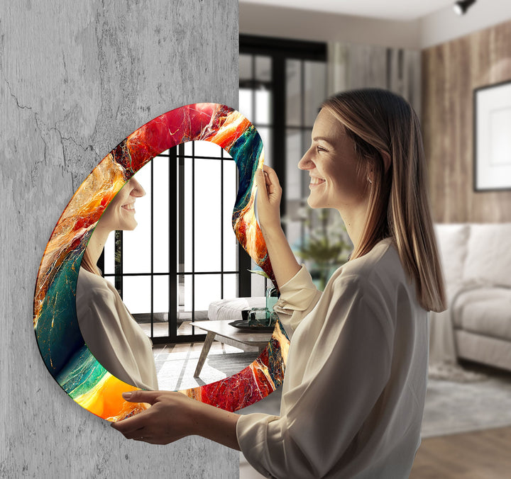 Mirror wall decor combining reflective surfaces and artistic shapes for a stunning focal point
