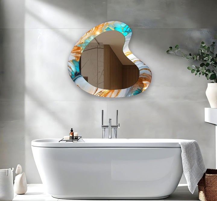 Decorative wall mirror with intricate detailing, perfect for enhancing any interior space
