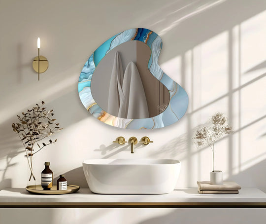 Unique Blue Marbled Aesthetic Wall Mirror - MyPhotoStation