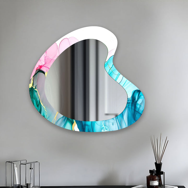 Mirror wall art inspired by abstract forms, perfect for adding a touch of artistic charm

