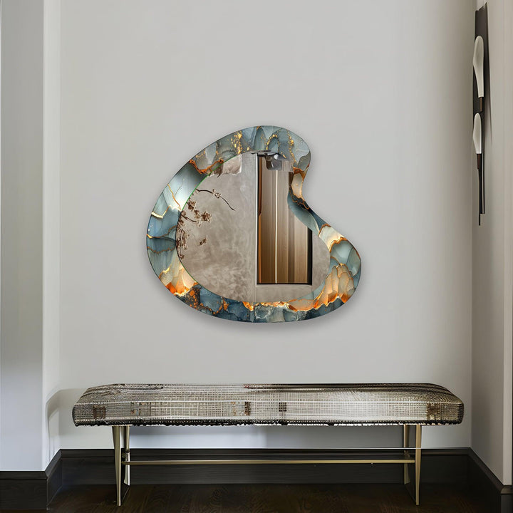 Mirror wall art inspired by geometric designs, adding sophistication to any decor style
