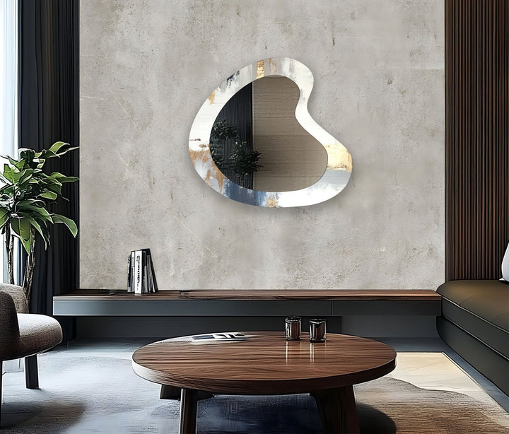 Decorative wall mirror blending artistic patterns with modern functionality for a unique look

