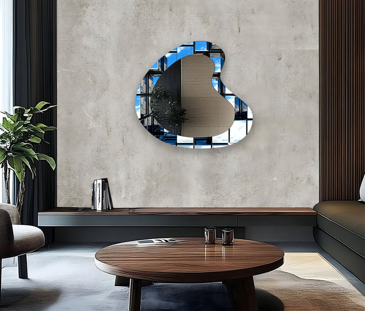 Moderner asymmetrischer Wandspiegel aus Glas