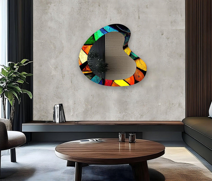 Farbenfroher moderner asymmetrischer Wandspiegel