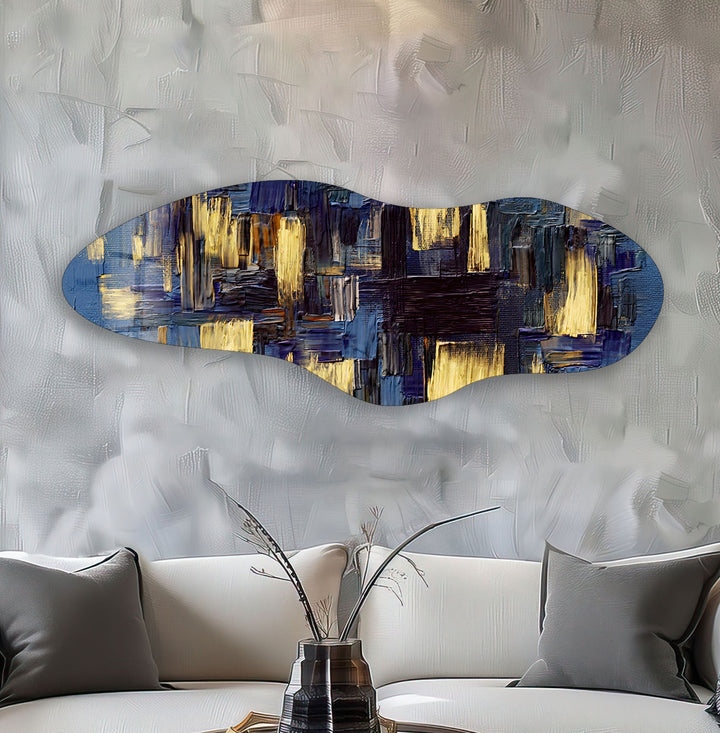 Irregular Asymmetrical Blue Paint Glass Wall Art custom glass photo prints, large glass prints

