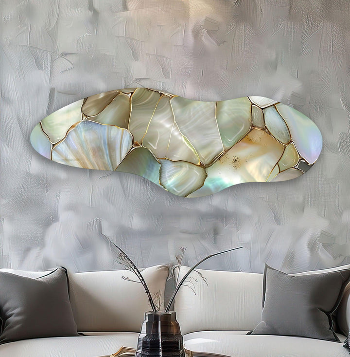 Irregular Asymmetrical White Stained Glass Wall Art photo print on glass, prints on glass wall art
