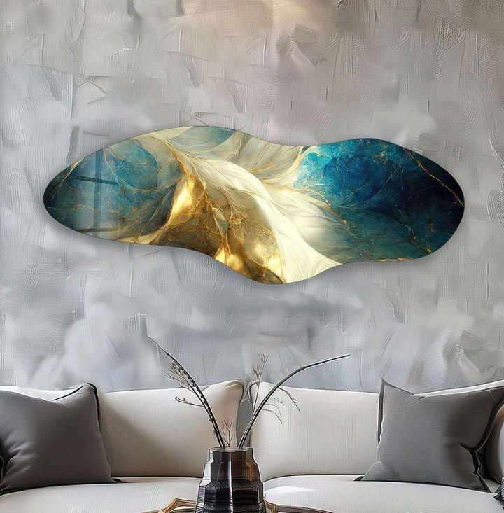 Irregular Asymmetrical Shiny Abstract Glass Wall Art custom glass photo prints, large glass prints
