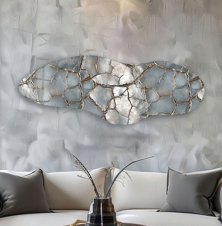 Irregular Asymmetrical Silver Stained Glass Wall Art glass pictures for Wall, glass prints wall art
