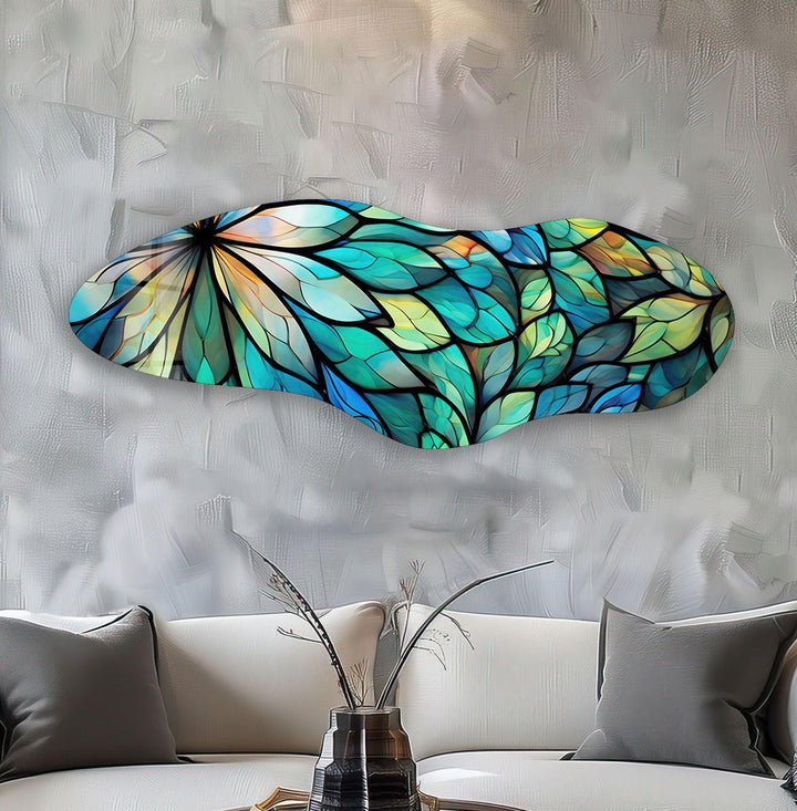 Irregular Asymmetrical Botanical Glass Wall Art Glass Printing Wall Art, Print photos on glass

