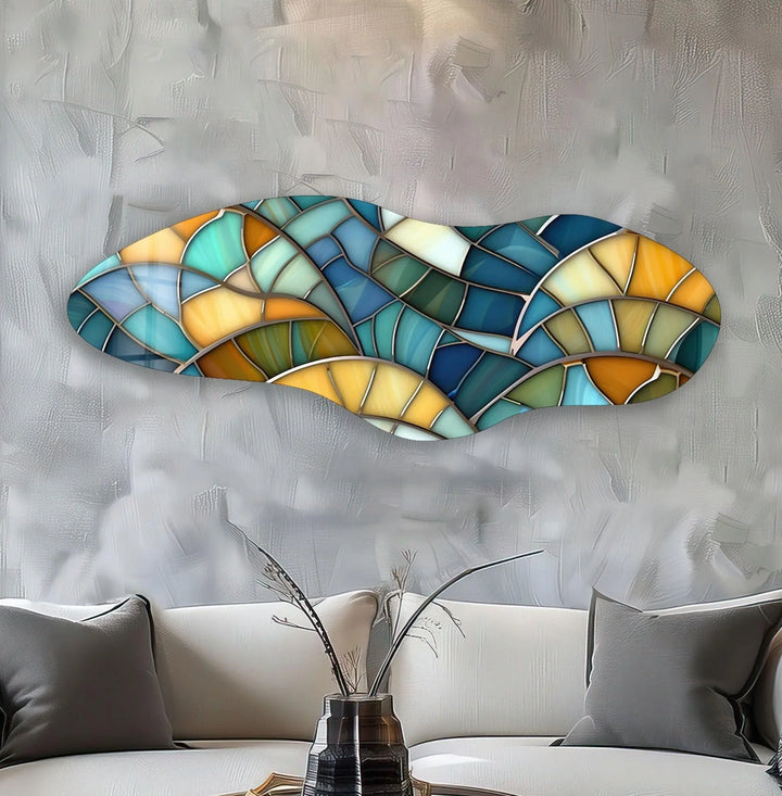 Irregular Asymmetrical Geometric Glass Wall Art glass art painting, glass art for the Wall

