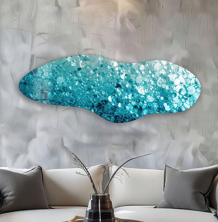 Irregular Asymmetrical Water Design Glass Wall Art picture on glass wall art, photos printed on glass
