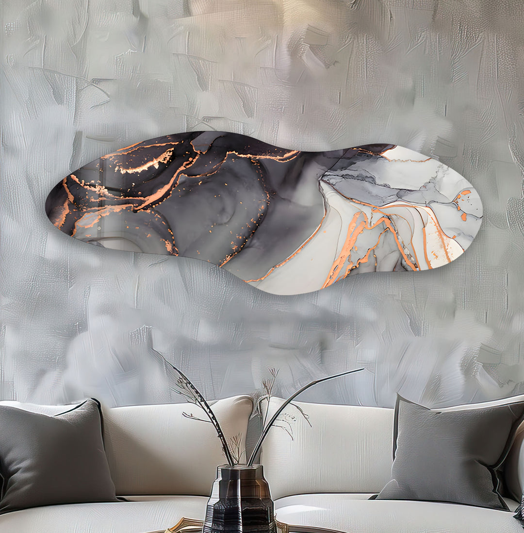 Stylish Gray Alcohol Ink Irregular Glass Wall Art, glass image printing, glass prints from photos
