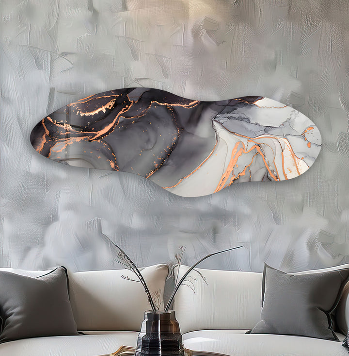 Stylish Gray Alcohol Ink Irregular Glass Wall Art, glass image printing, glass prints from photos
