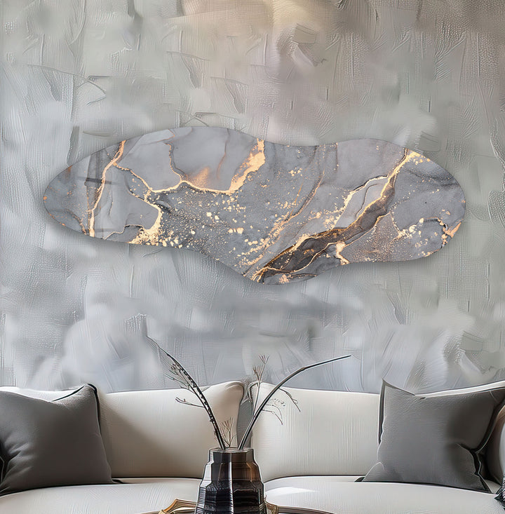 Asymmetrical Grey Alcohol Ink Glass Wall Art, glass image printing, glass prints from photos
