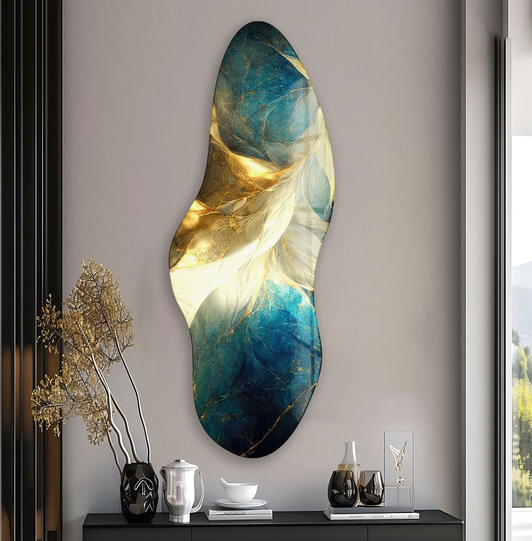 Irregular Asymmetrical Shiny Abstract Glass Wall Art large glass photo prints, glass wall photos
