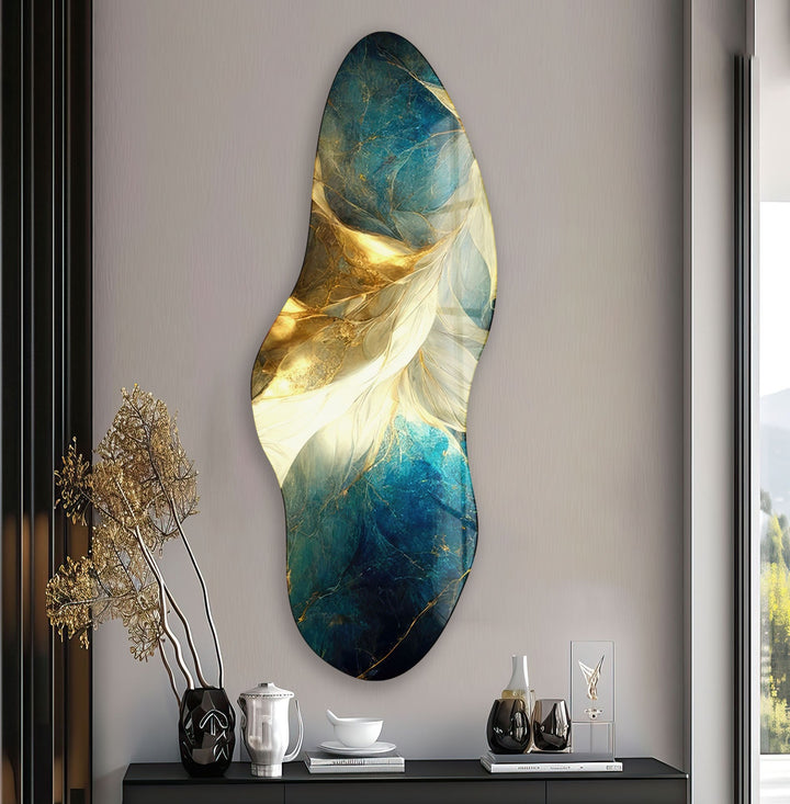 Irregular Asymmetrical Shiny Abstract Glass Wall Art large glass photo prints, glass wall photos

