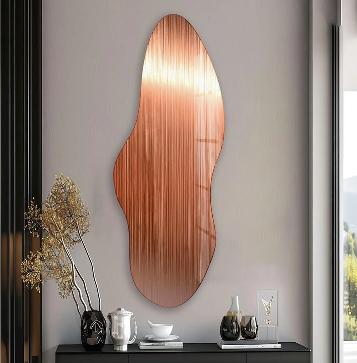 Irregular Asymmetrical Bronze Glass Wall Art Glass Printing Wall Art, Print photos on glass
