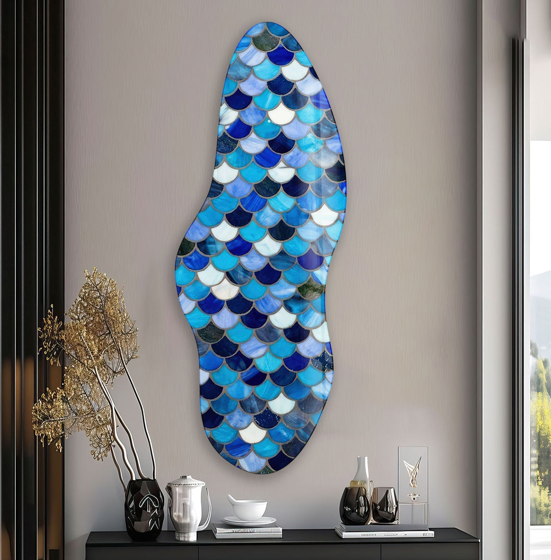 Irregular Asymmetrical Blue Smokey Glass Wall Art art glass wall art, glass wall art pictures
