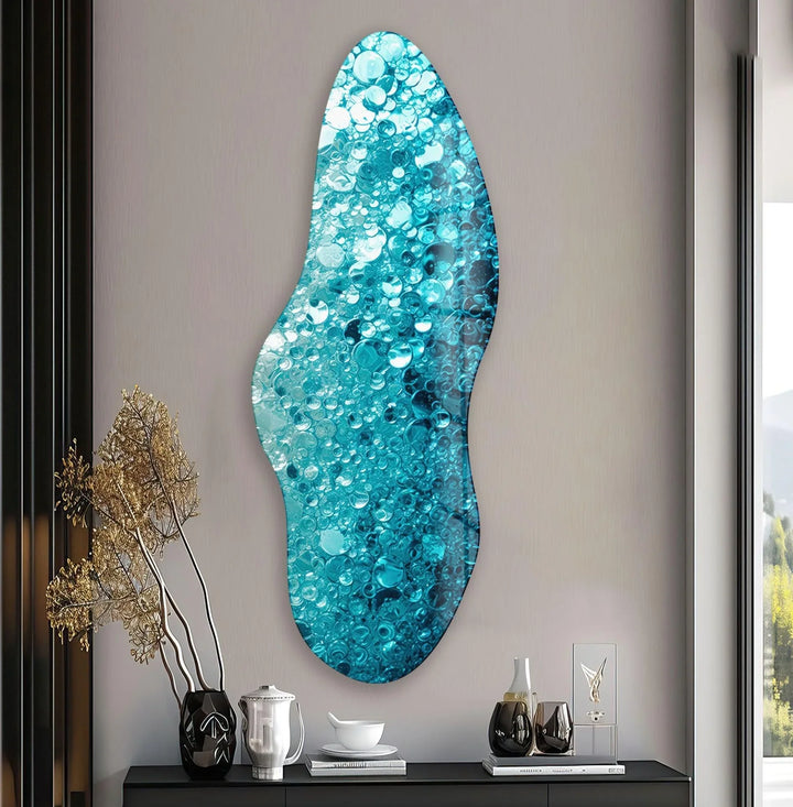 Irregular Asymmetrical Water Design Glass Wall Art custom glass photo prints, large glass prints
