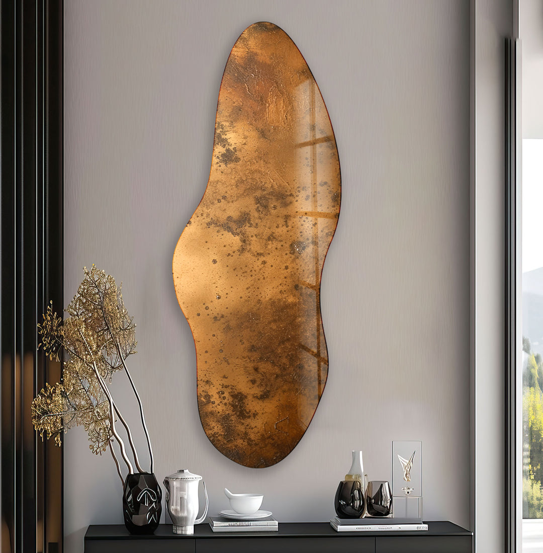 Bronze Color Abstract Irregular Glass Wall Art, glass pictures for Wall, glass prints wall art
