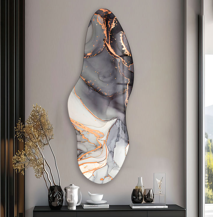 Stylish Gray Alcohol Ink Irregular Glass Wall Art, art glass wall art, glass wall art pictures
