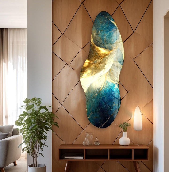 Irregular Asymmetrical Shiny Abstract Glass Wall Art photo print on glass, prints on glass wall art
