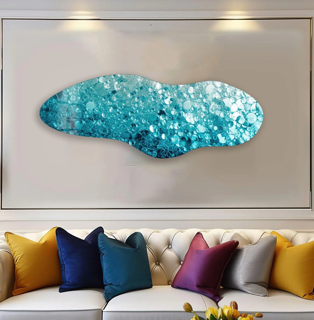 Irregular Asymmetrical Water Design Glass Wall Art photo print on glass, prints on glass wall art
