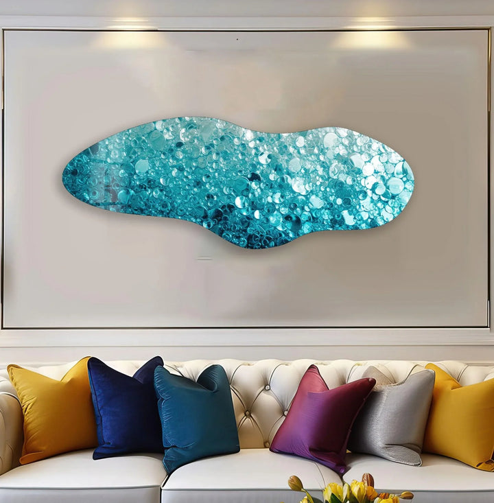 Irregular Asymmetrical Water Design Glass Wall Art photo print on glass, prints on glass wall art
