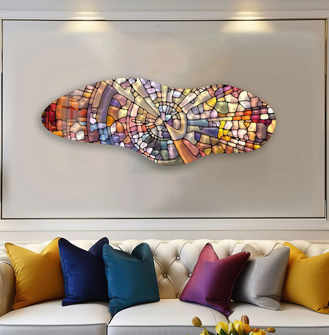 Irregular Asymmetrical Stained Stones Glass Wall Art Glass Printing Wall Art, Print photos on glass
