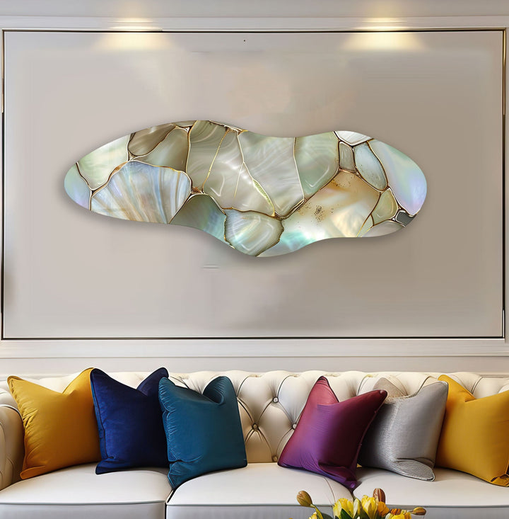 Irregular Asymmetrical White Stained Glass Wall Art glass pictures for Wall, glass prints wall art
