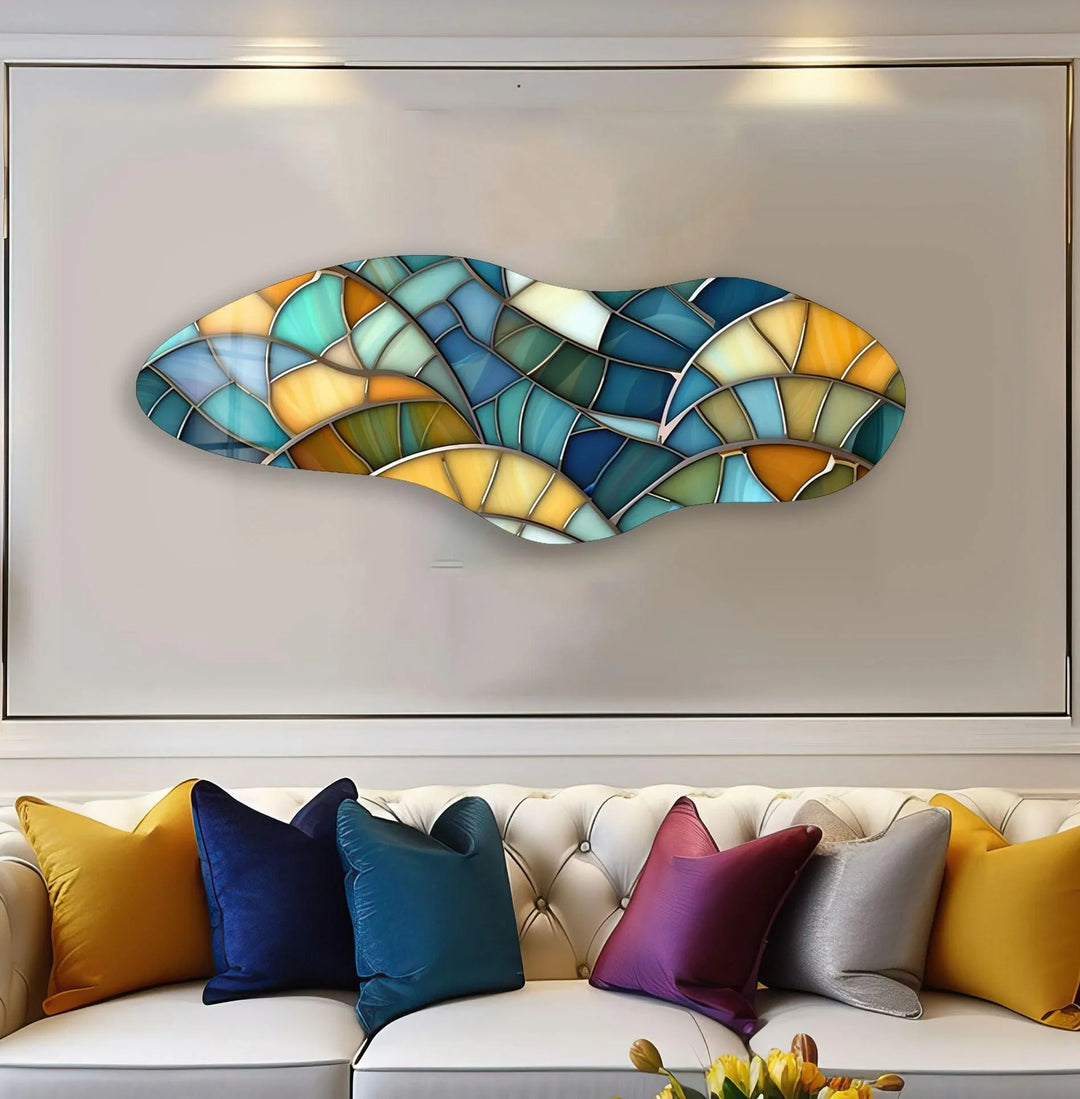 Irregular Asymmetrical Geometric Glass Wall Art glass wall decor, glass wall art decor
