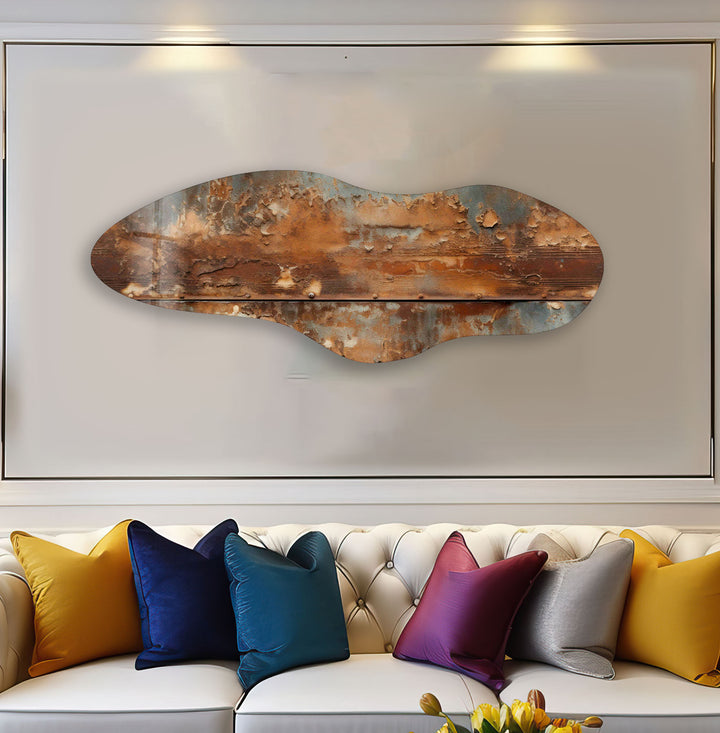 Brown Wooden Pattern Irregular Glass Wall Art, large glass photo prints, glass wall photos
